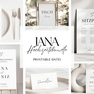 Bruiloftspakket “Jana” | Volledige set | Canva-sjablonen voor afdrukken | Schoon & Modern | Bruiloftspapier digitaal | Bruiloft DIY-set