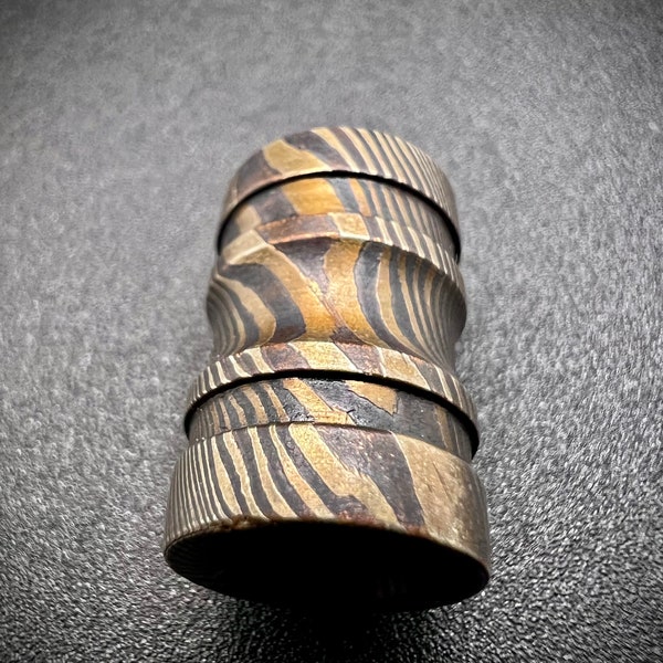 Two Alloy Mokume Gane Lanyard Bead