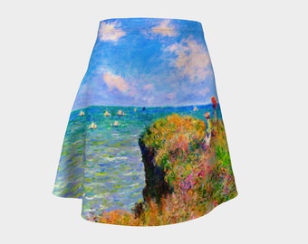 Flare Skirt: Cliff Walk at Pourville by Claude Monet, 1882