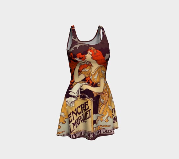 Flare Dress: Affiche pour l"Encre Marquet" by Eugene Grasset, 1899; art nouveau