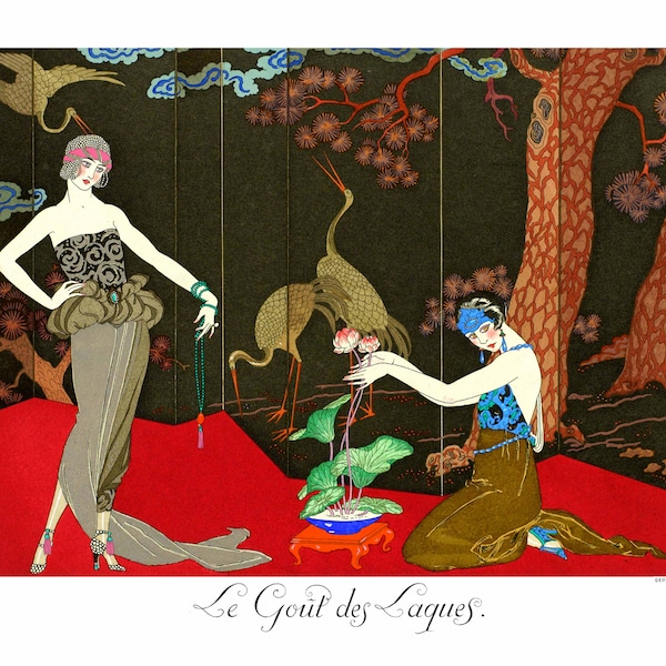 14x11 Art Print: "Le Goût des Laques" 1920 vintage fashion, art deco, print by George Barbier and Henri Reidel