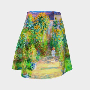 Flare Skirt: The Artist&#39;s Garden at Vétheuil by Claude Monet, 1881