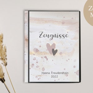 Zeugnismappe für Schule mit Namen personalisiert Mädchen Schule, 1 Tag Schule