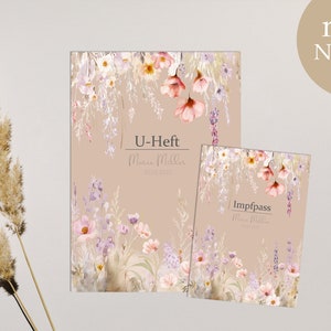 U-Heft & Impfpass Hülle im SET, Geschenk zur Geburt , Blumenwunder - viele Farben