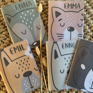 U-boekje & vaccinatiebewijs omslag in een SET, cadeau voor een geboorte, dieren, jongen, meisje