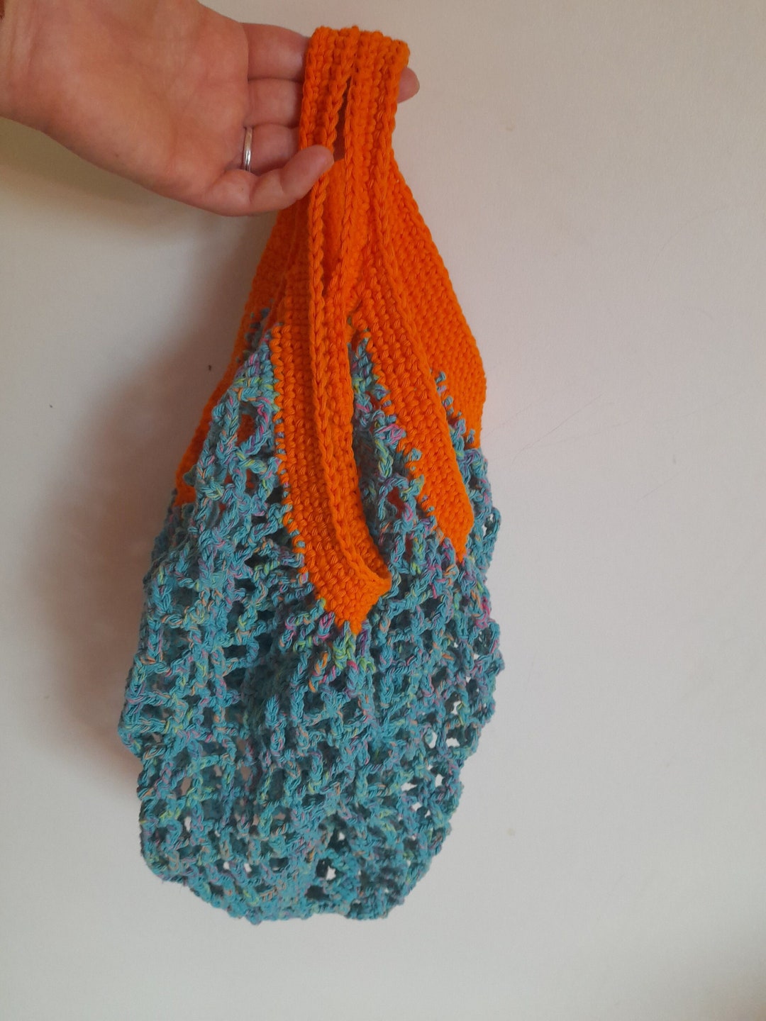 Filet de courses en coton réalisé au crochet à la main France