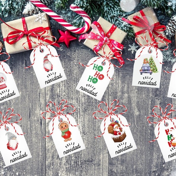 Printable FELIZ Navidad tags | Christmas Gift Tags | Holiday Gift tags | Spanish |gift tags | Printable tags | Xmas gift tags | PDF/PNG