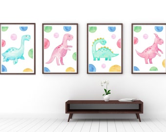 Dinosaur wall Prints | Digital Prints | home Decor | gifts | Kids bedroom decor | wall Art | children pictures | Nursery watercolor pictures