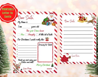 Letter to Santa, Kids Letter to Santa, write a Christmas Letter, Santa Claus, father Christmas, Kids Letter, PRINTABLE A4 PDF, digital