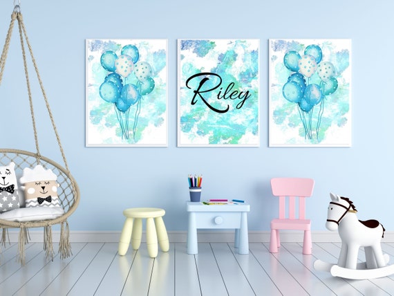 Riley male name, colorful letter balloons background Stock Photo