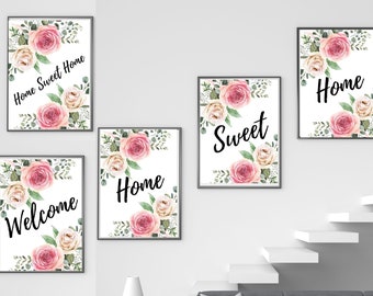 5 Elegant Home Sweet Home, Welcome Home Prints, Digital Prints, home Decor, gifts, wall Art, wall decor, house Prints, A4 & A3