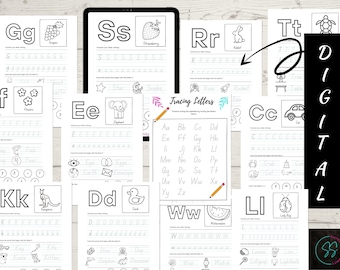 Learning to write, tracing LETTERS, A4 PDF, Printable, School Ready, early learning, learning the alphabet, tracing sheets, school