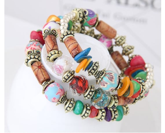 Bohemian Beads Bracelets Multilayer Stretch Stack Boho Jewelry for