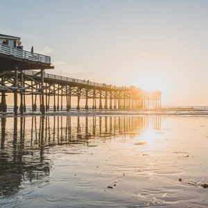 Socal Beach, Pacific Beach, Crystal Pier San Diego, Photography, Wall Art, Digital Download, Printable File, Sunset, Beach, Pier, Beachy