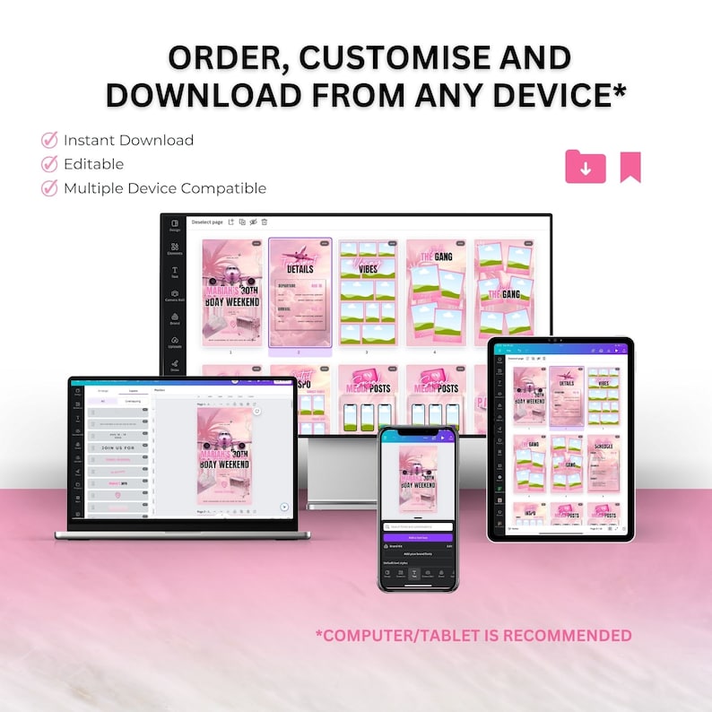 Order customise and download digital travel template instant download, editable