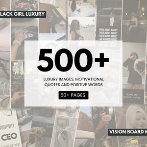 Vision board kit black girl luxury 500+ luxury images motivational quotes and positive words 50+ pages