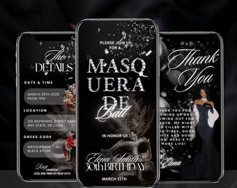 Masquerade Party Invitation Template Masquerade Ball invitation Video Invitation Festival Party Formal Party Invitation Mardi Gras Birthday