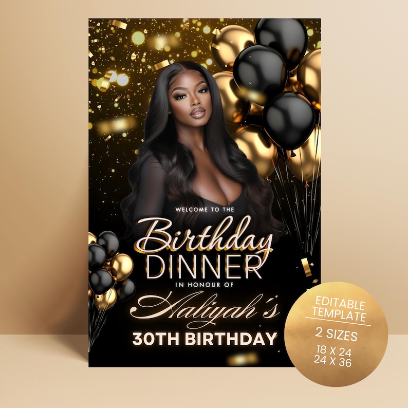 Editable Canva template birthday dinner welcome sign party sign Party Sign Party Welcome Sign Party Welcome Poster Sign Party Posters Welcome Posters Birthday Welcome Sign Editable Template
