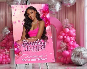 Pink Welcome Sign Template | Party Welcome Poster Editable Template | Birthday & Event Sign Printable | Birthday Sign Digital