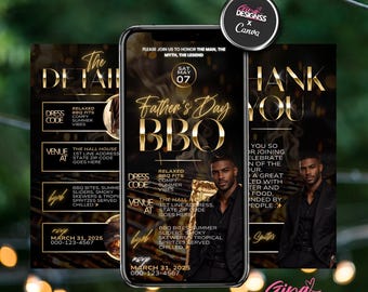 Father’s Day BBQ Invitation Template | Backyard Barbecue Party Invite | Father’s Day Cookout Digital Invitation