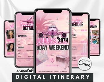 Girls Trip Travel Itinerary Travel Template Vacation Itinerary Digital Birthday Weekend Trip Itinerary Vacation Template Event Itinerary