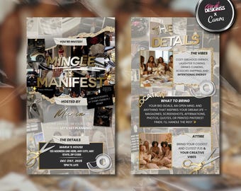 Vision Board Party Invitation New Year 2026 | Goal Planning Manifestation Invite | Dream Board Planning Girls Night | Mingle & Manifest 2026