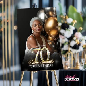 black and gold 70th birthday welcome sign
elegant 70th birthday sign template
editable 70th birthday welcome sign
printable 70th birthday decor
luxury black gold birthday signage
70th birthday party decorations
modern birthday welcome sign template
70th birthday Canva template
sophisticated birthday decor ideas