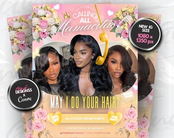 Mother’s Day Booking Flyer Canva Template | May Appointment Flyer, Calling All Mamacitas, Editable Beauty IG Post Template