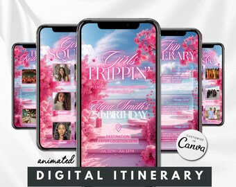 Digitale Mädchen Reise Reiseweg Vacay Einladung Reiseweg Mädchen Reise Urlaubsplaner bearbeitbare Planer Vorlage Reiseplan Video