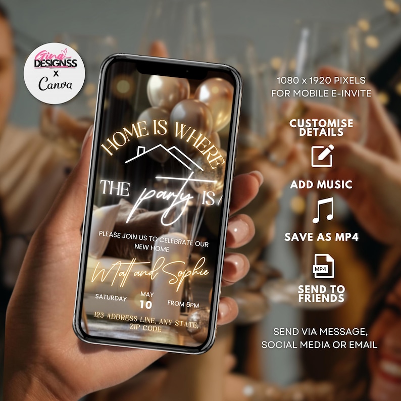 animated invite housewarming invite moving announcement electronic invite house party invite new home invitation new house party open house party digital invitation housewarming new home party party invitation