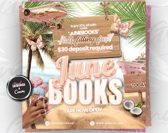 June Booking Flyer Canva Template | June Appointment Flyer, Editable Beauty IG Post Template