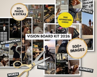 Kit Vision 2026 imprimable - Plus de 500 images d'affirmations, de photos et de citations pour la manifestation de planification des objectifs d'une femme noire, téléchargement numérique