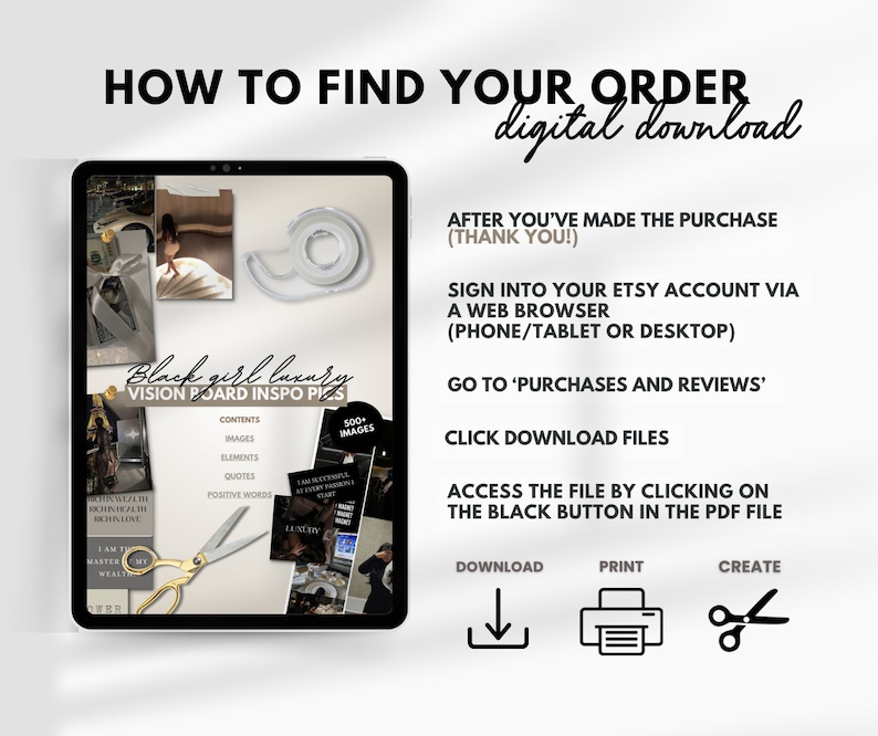 Digital download black girl baddie vision board