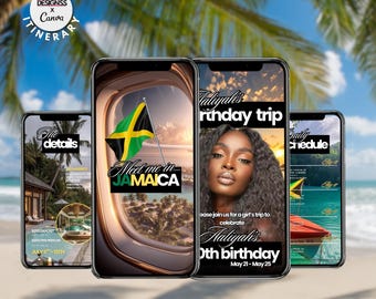 Sjabloon reisschema verjaardagsreis Jamaica | Girls Vacation (uitnodiging voor digitale video)