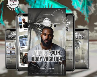 Birthday Trip Itinerary Template | Birthday Vacation, Canva Editable (Digital Download) Boys Trip Mens Trip