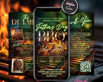 Father’s Day BBQ Invitation Template | Backyard Barbecue Party Invite | Father’s Day Cookout Digital Invitation
