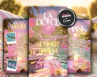 Pool Party Birthday Invitation Girl | Summer Splash Birthday Digital Invite
