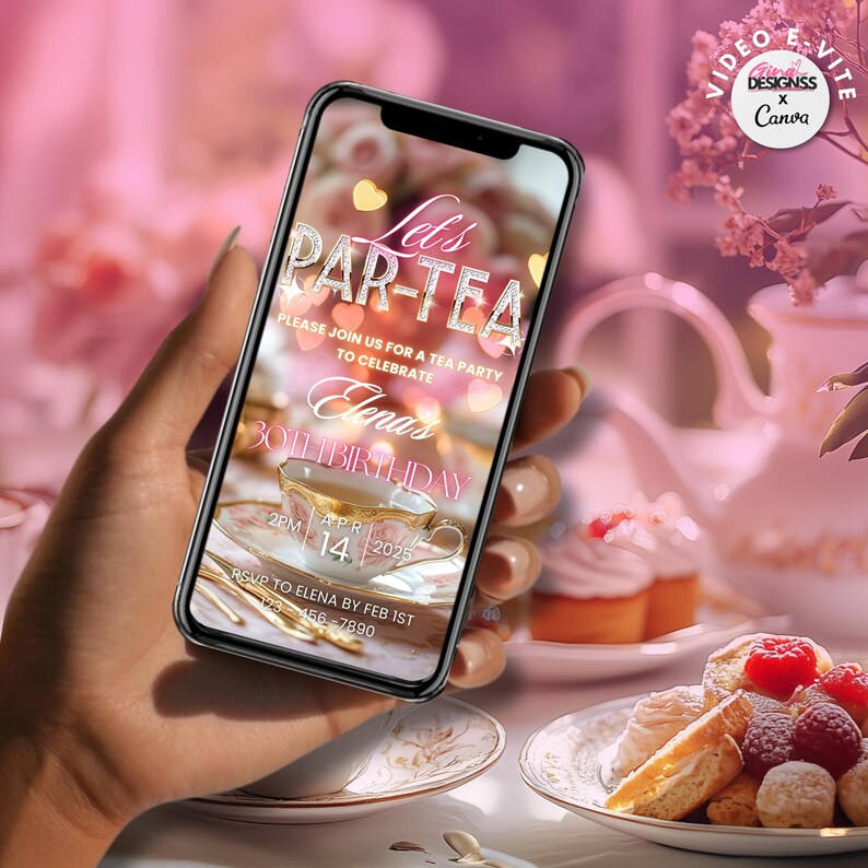 Instant download evite diy tea party par-tea