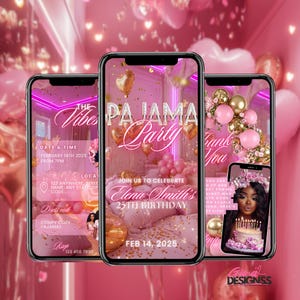 Pajama Party Invitation Pink Sleepover Invite Adult PJ Party Invitation Glam Girls Night Invite Animated PJ Party Invite Birthday Invitation
