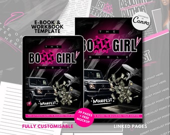 PLR Boss Girl Editable Ebook Digital Product PLR Workbook Planner Business Digital Marketing Entrepreneur Guide Ebook Cover Canva Template