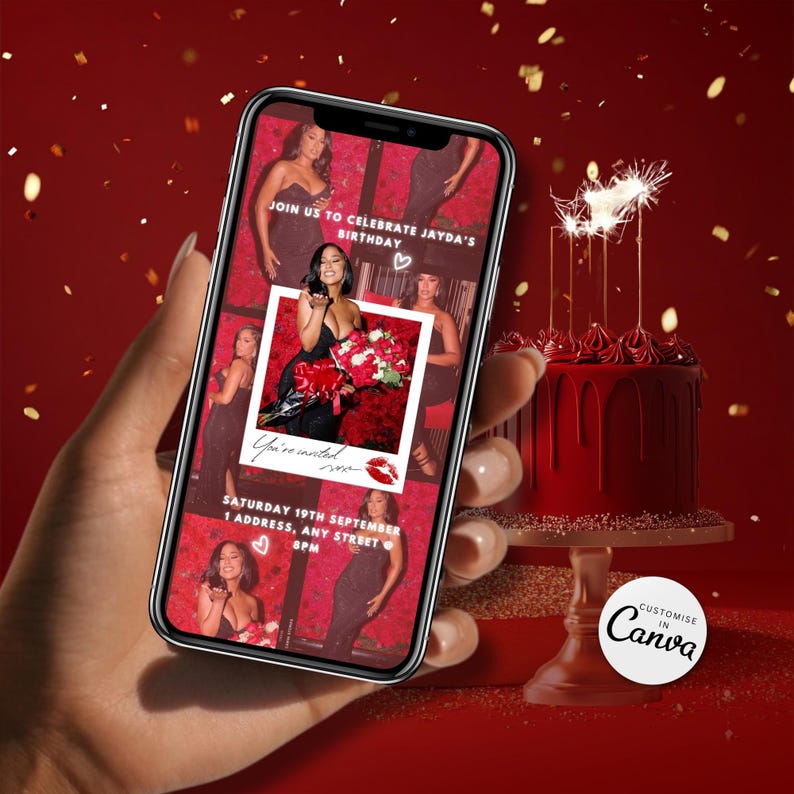 Custom Birthday invitation red birthday