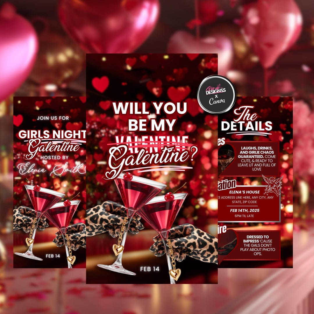 Galentine's Girl's Night Invitation Valentine's Party Girls Night Party ...
