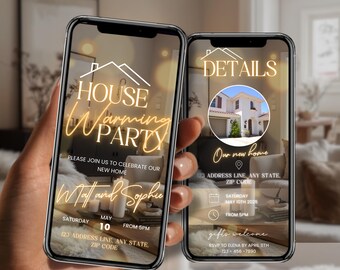 Housewarming Party Invitation Digital Animated House Warming Invite Template House Party Flyer New Apartment New Home Invitation Evite Gold