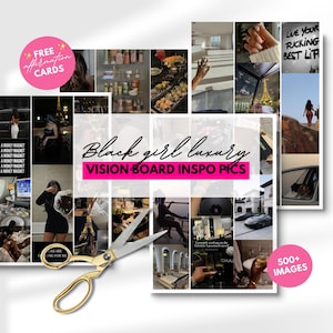 Black Girl Luxury Life 2026 Vision Board printables - Affirmaties en citaten voor zwarte vrouw trekt rijkdom en welvaart aan Geldattractie