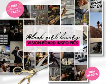 Black Girl Luxury Life 2026 Vision Board Printables - Affirmations & Quotes for Black Woman Attract Wealth and Prosperity Money Attraction