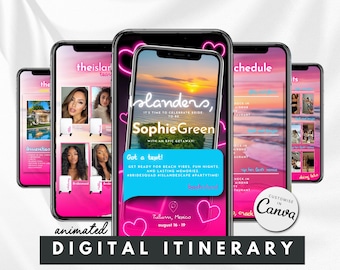 Island Inspired Weekend Invitation Animated Travel Itinerary Girls Trip Vacation Schedule Planner Template Event Itinerary Bachelorette
