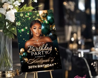Emerald Green Party Sign Party Welcome Sign Party Welcome Poster Sign Party Posters Welcome Posters Birthday Welcome Template Birthday Sign