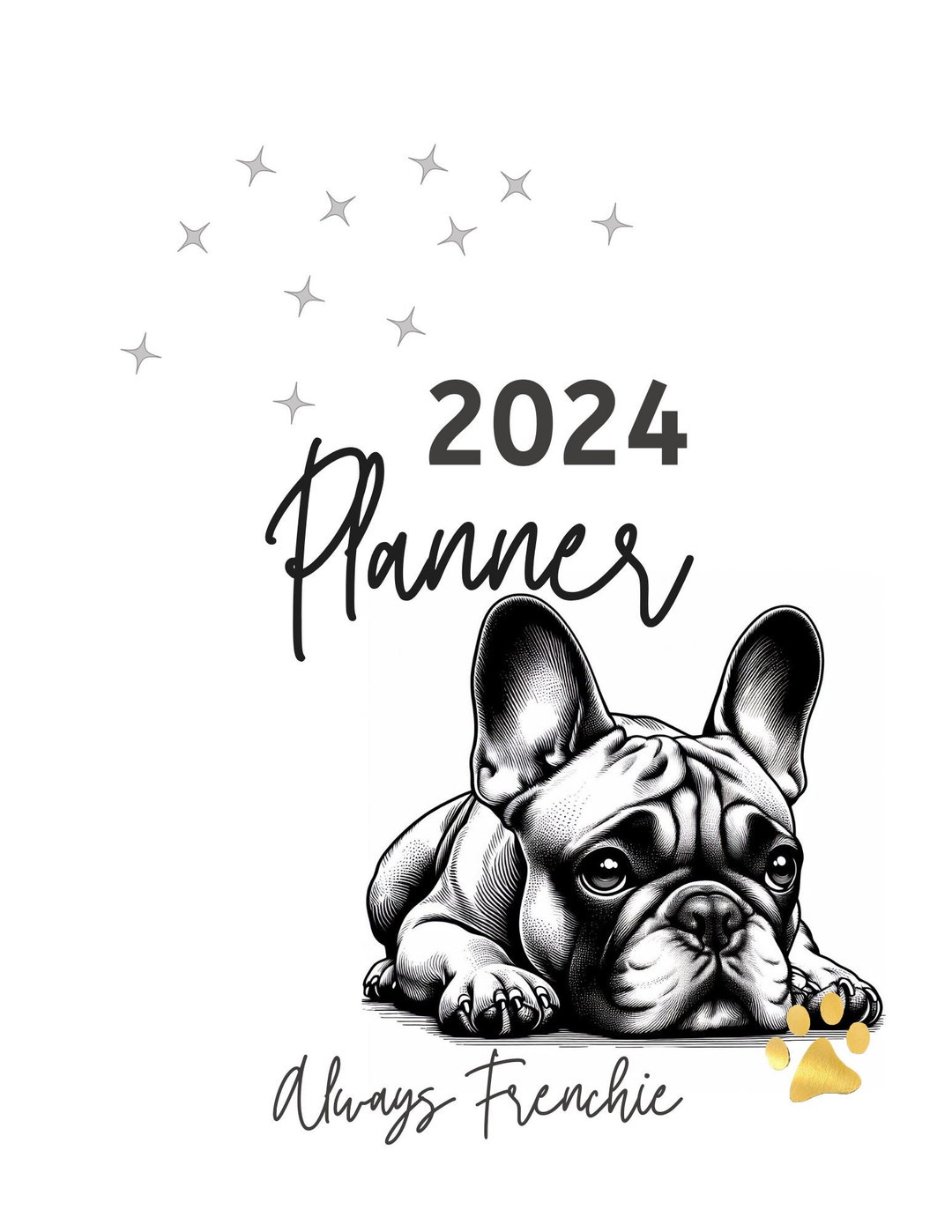 Frenchie Planner 2024 Frenchie Calendar Frenchie Monthly Etsy
