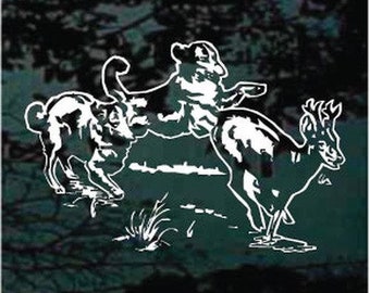 DOGS Chasing DEER * Vinyl Decal Sticker * Hunting Hounds BUCK Antlers Truck Deer - Foto 13
