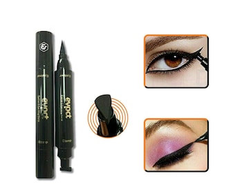 2 en 1 doble cara Wing Stamp impermeable líquido Eyeliner Pen Easy Eye Makeup